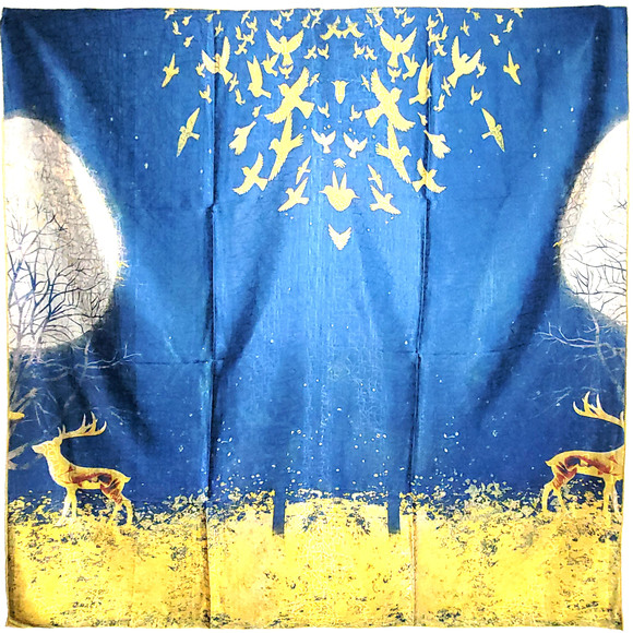 NWT Double Sided Silk Scarf 53"x53" Large Square Shawl Wrap XiangYunSha 36311 - Picture 5 of 10